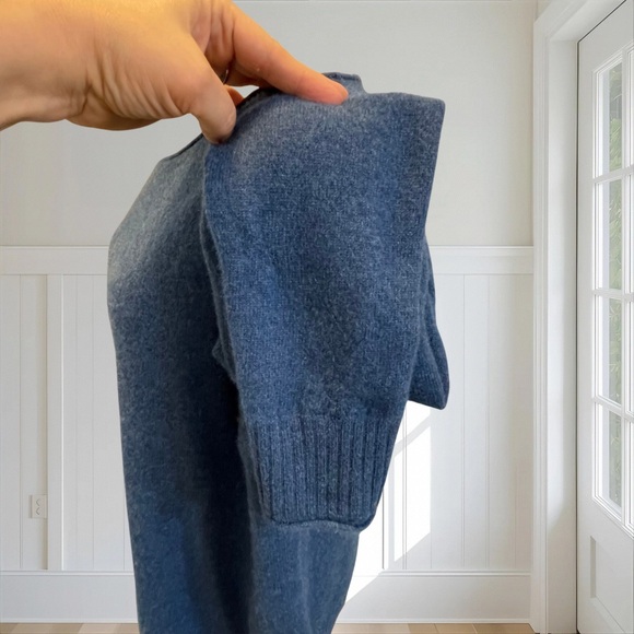 RACHEL ZOE Women's 100% 2-Ply Cashmere Sweater Blue Crewneck Medium Mended - Picture 8 of 11